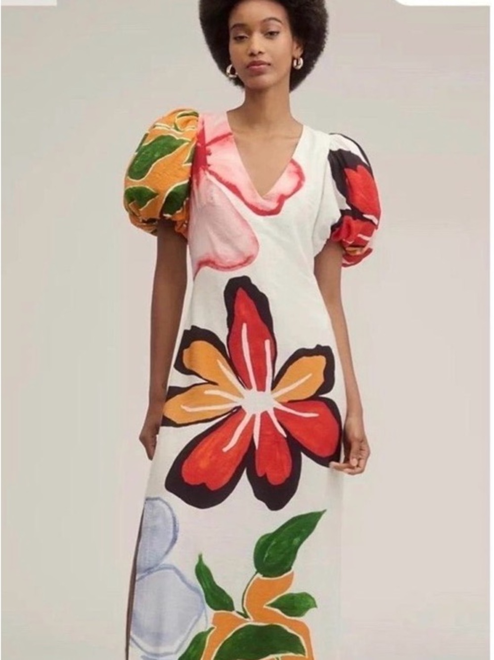 Anthropologie Floral Puff Sleeve Maxi Dress NWT